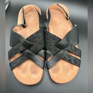Vionic Womens 8 Eira Sandals Shoes Black Slingback Strappy Orthotic Comfort